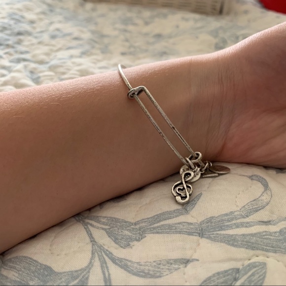 Silver Alex and Ani Treble Clef Bangle Bracelet - Picture 3 of 3